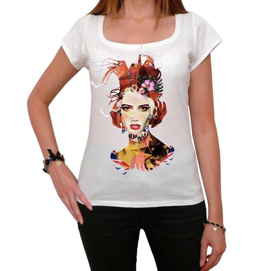 Paper Coloured Girl Punk T-Shirt Femme,Blanc, T-Shirt Femme