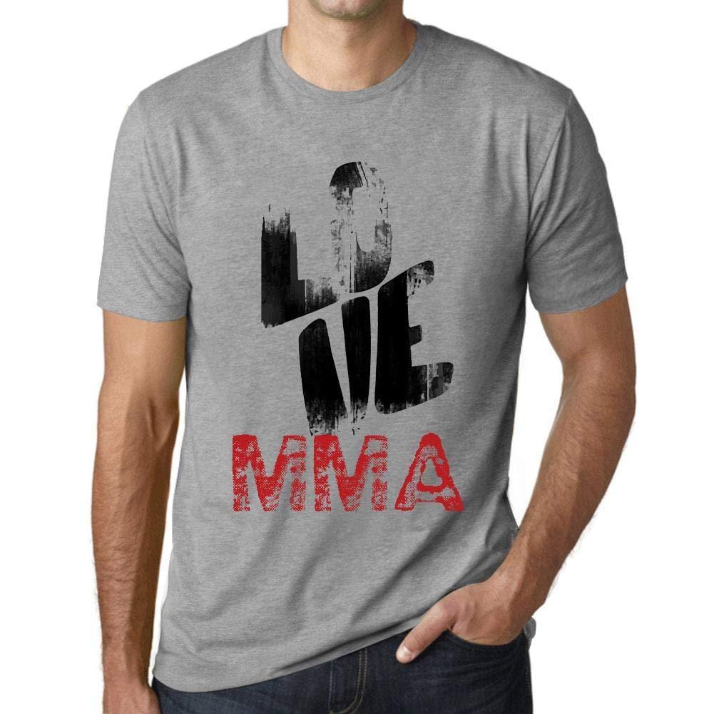 Ultrabasic - Homme T-Shirt Graphique Love MMA Gris Chiné