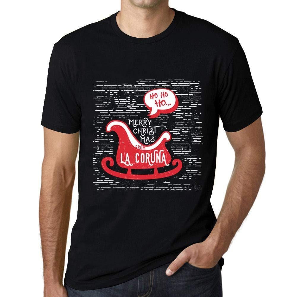 Ultrabasic Homme T-Shirt Graphique Merry Christmas von LA CORUNA Noir Profond