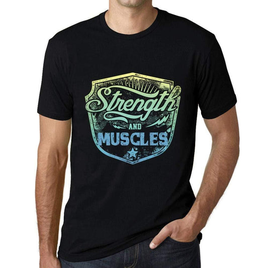 Herren T-Shirt Graphique Imprimé Vintage Tee Strength and Muscles Noir Profond
