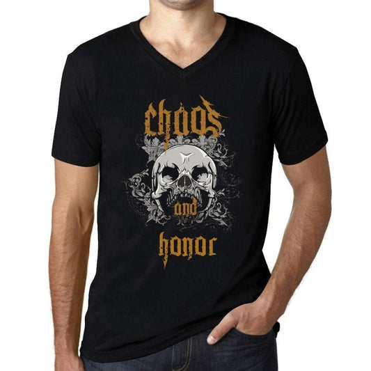 Ultrabasic - Homme Graphique Col V Tee Shirt Chaos and Honor Noir Profond