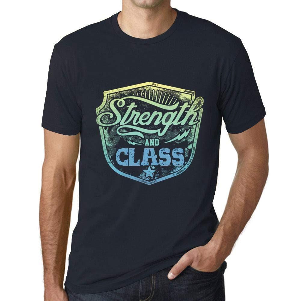 Homme T-Shirt Graphique Imprimé Vintage Tee Strength and Class Marine