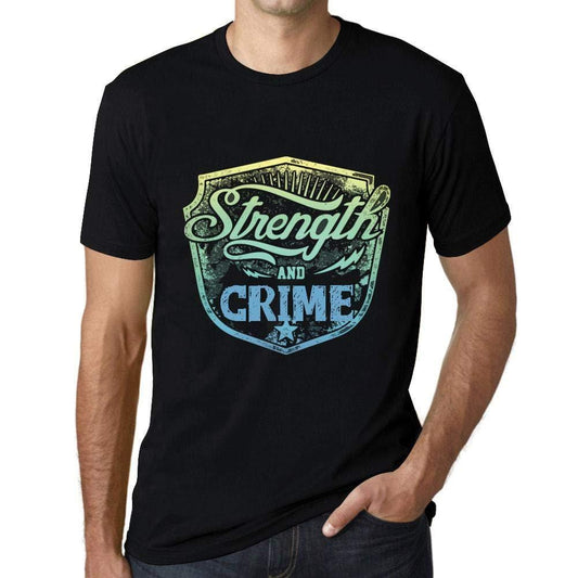 Herren T-Shirt Graphique Imprimé Vintage Tee Strength and Crime Noir Profond