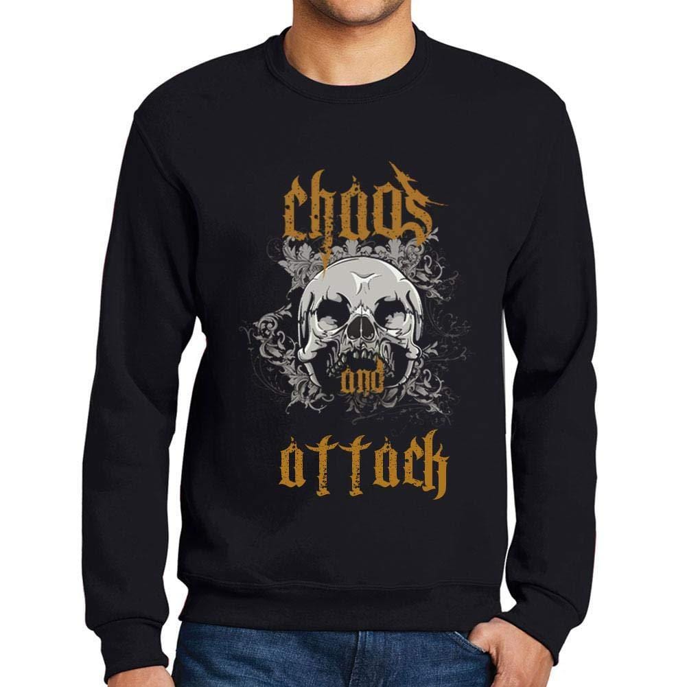 Ultrabasic - Homme Imprimé Graphique Sweat-Shirt Chaos and Attack Noir Profond