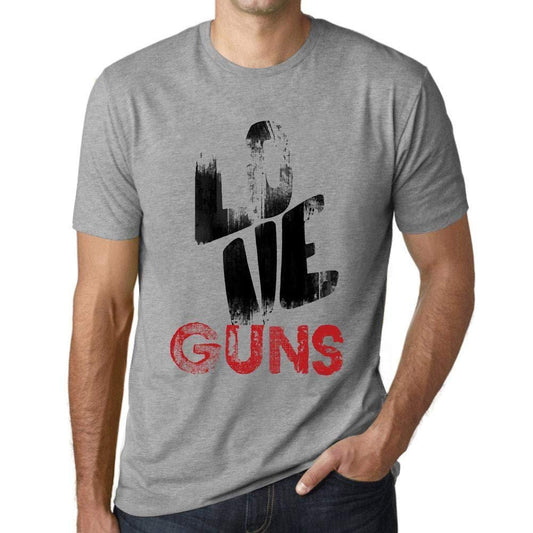 Ultrabasic - Homme T-Shirt Graphique Love Guns Gris Chiné