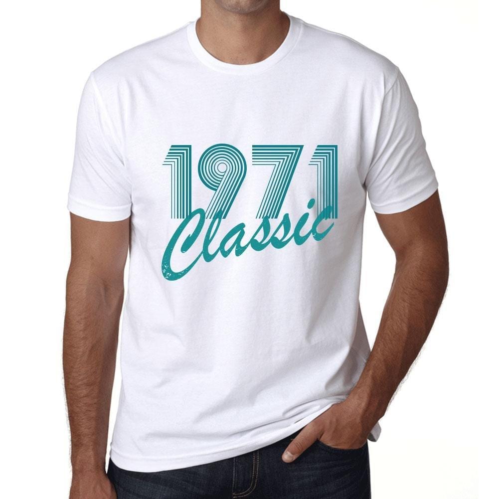 Ultrabasic - Homme T-Shirt Graphique Years Lines Classic 1971 Blanc