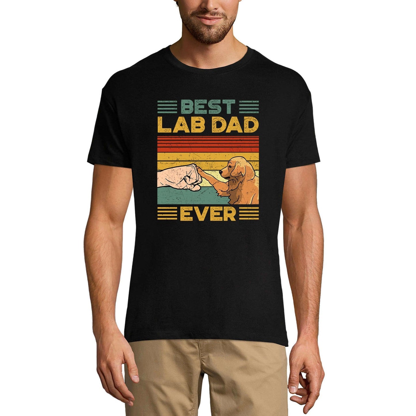 ULTRABASIC Herren-Grafik-T-Shirt Best Lab Dad Ever – Labrador Fist Bump – Vintage-Shirt