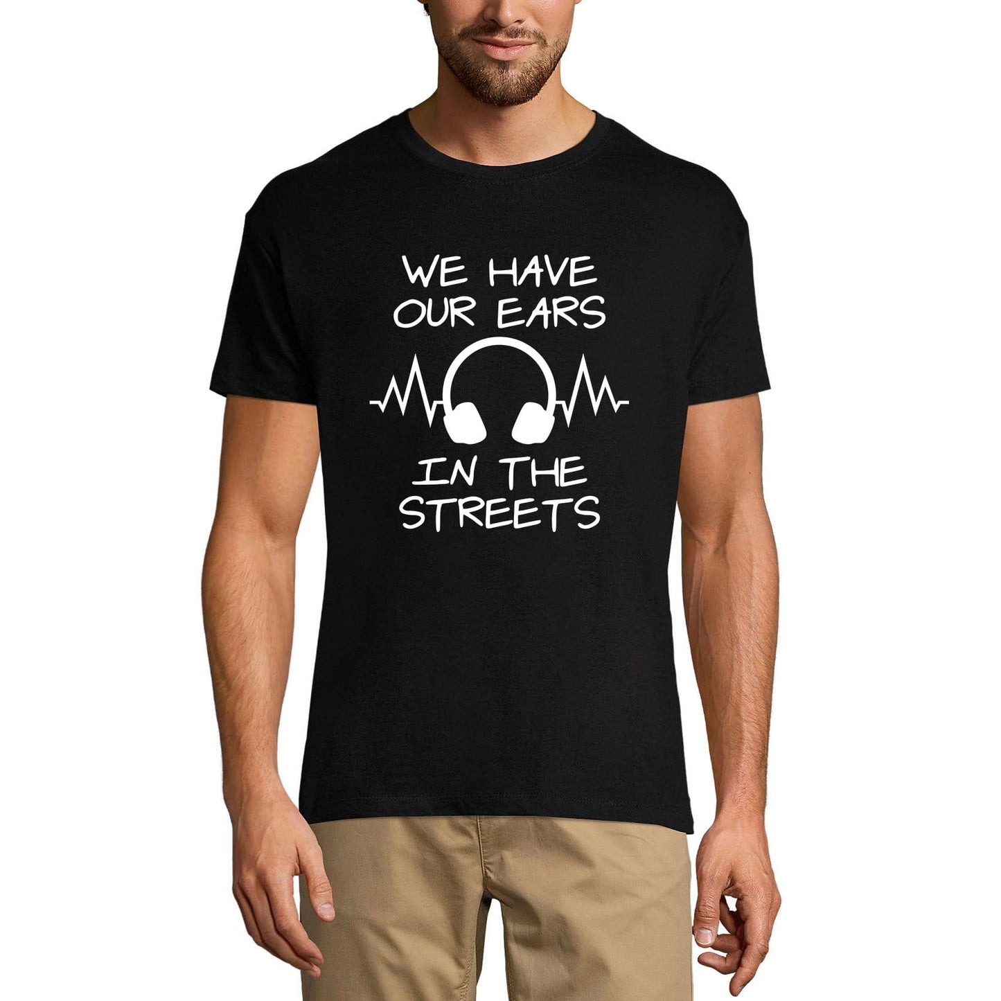 ULTRABASIC Men's Music T-Shirt We Have Our Ears in the Streets - Headphone Shirt