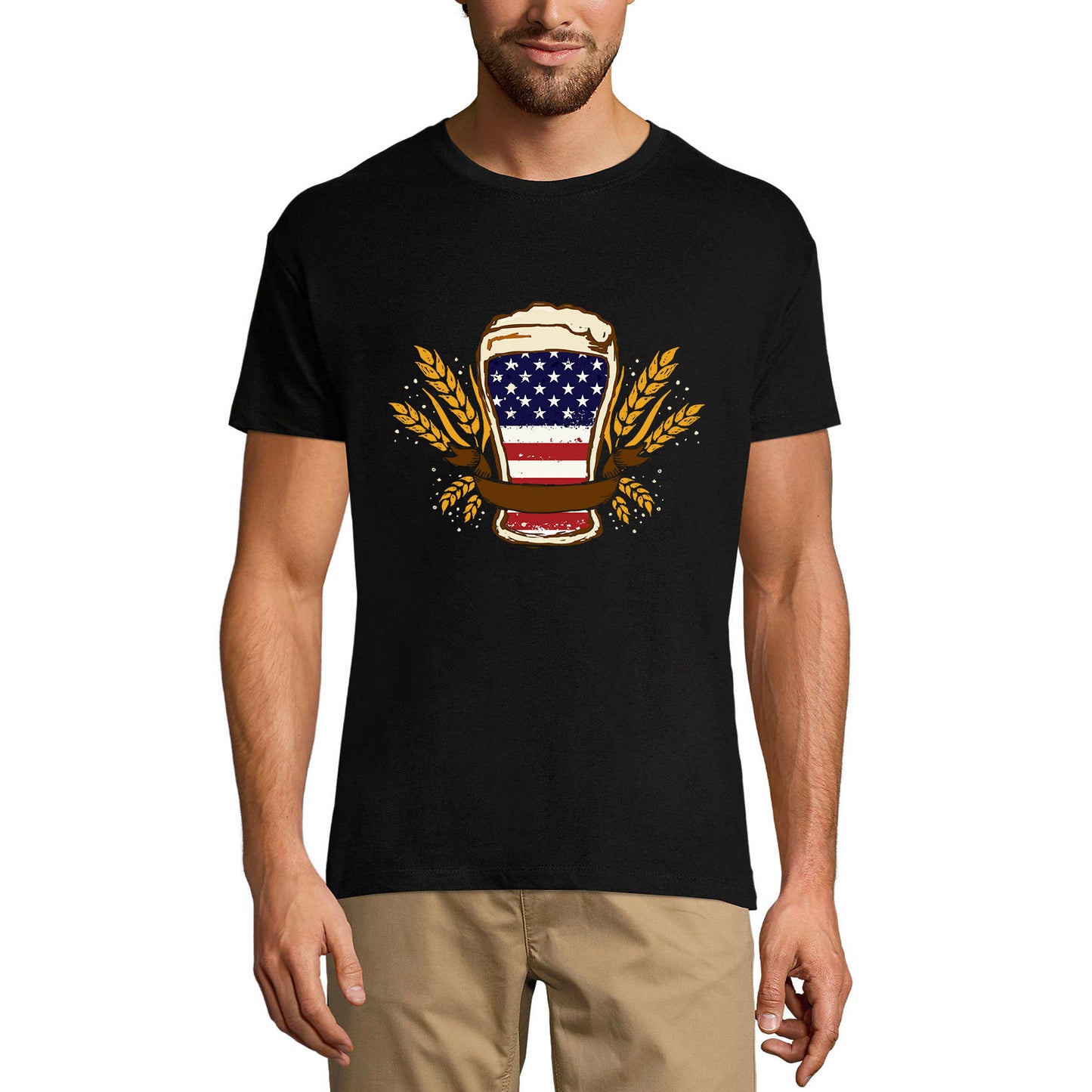 ULTRABASIC Herren T-Shirt Bier amerikanische Flagge – lustiges Bierliebhaber-T-Shirt