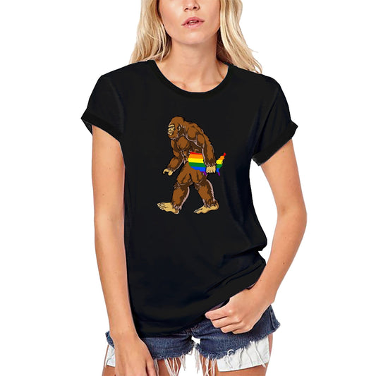 ULTRABASIC Women's Organic T-Shirt Bigfoot LGBT Pride - Rainbow Tee Shirt