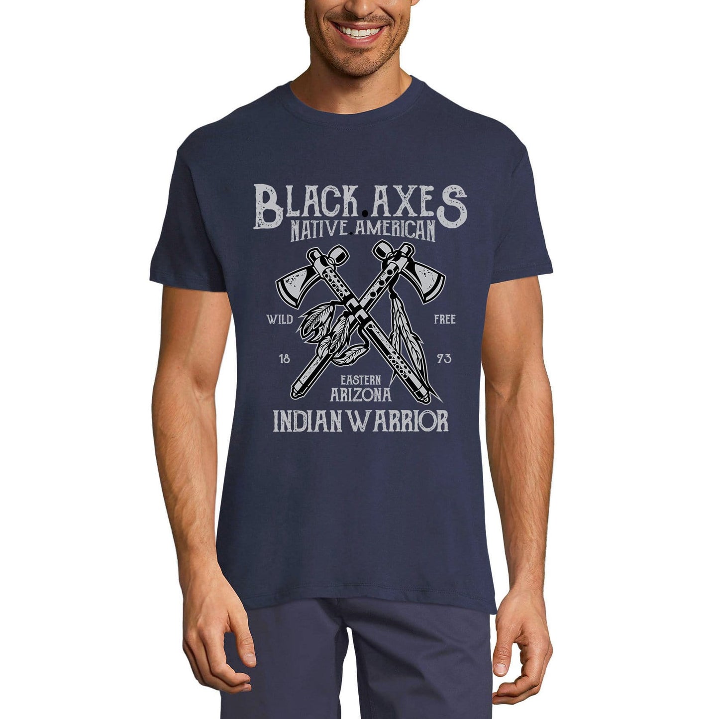 ULTRABASIC Herren T-Shirt Native American Black Axes – Indian Warrior Shirt für Männer