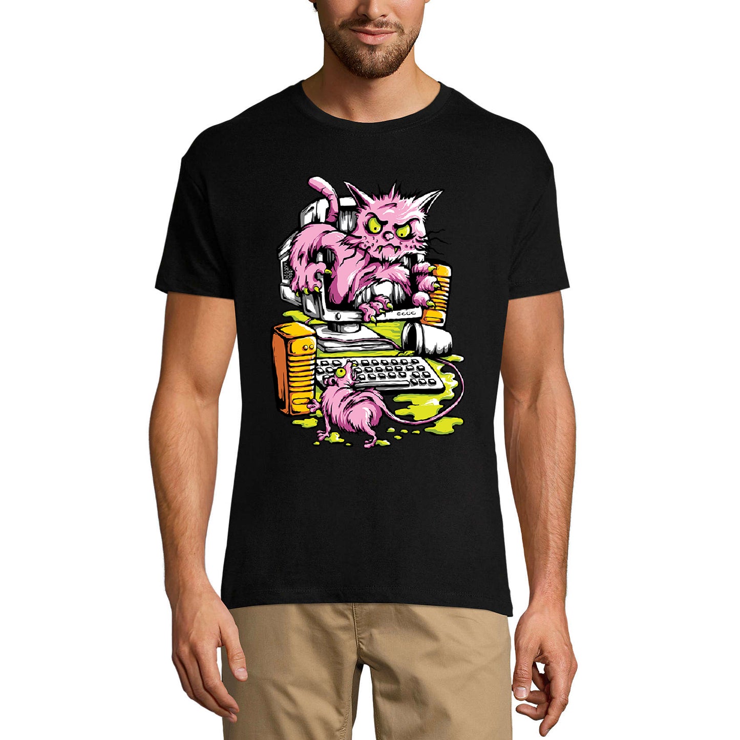 ULTRABASIC Herren-Grafik-T-Shirt Katze und Maus – lustiges Vintage-Shirt für Männer