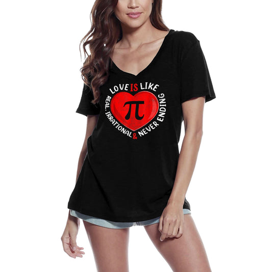 ULTRABASIC Damen-T-Shirt mit V-Ausschnitt Love is Like Pi – Lustiges Mathe-Geschenk-T-Shirt