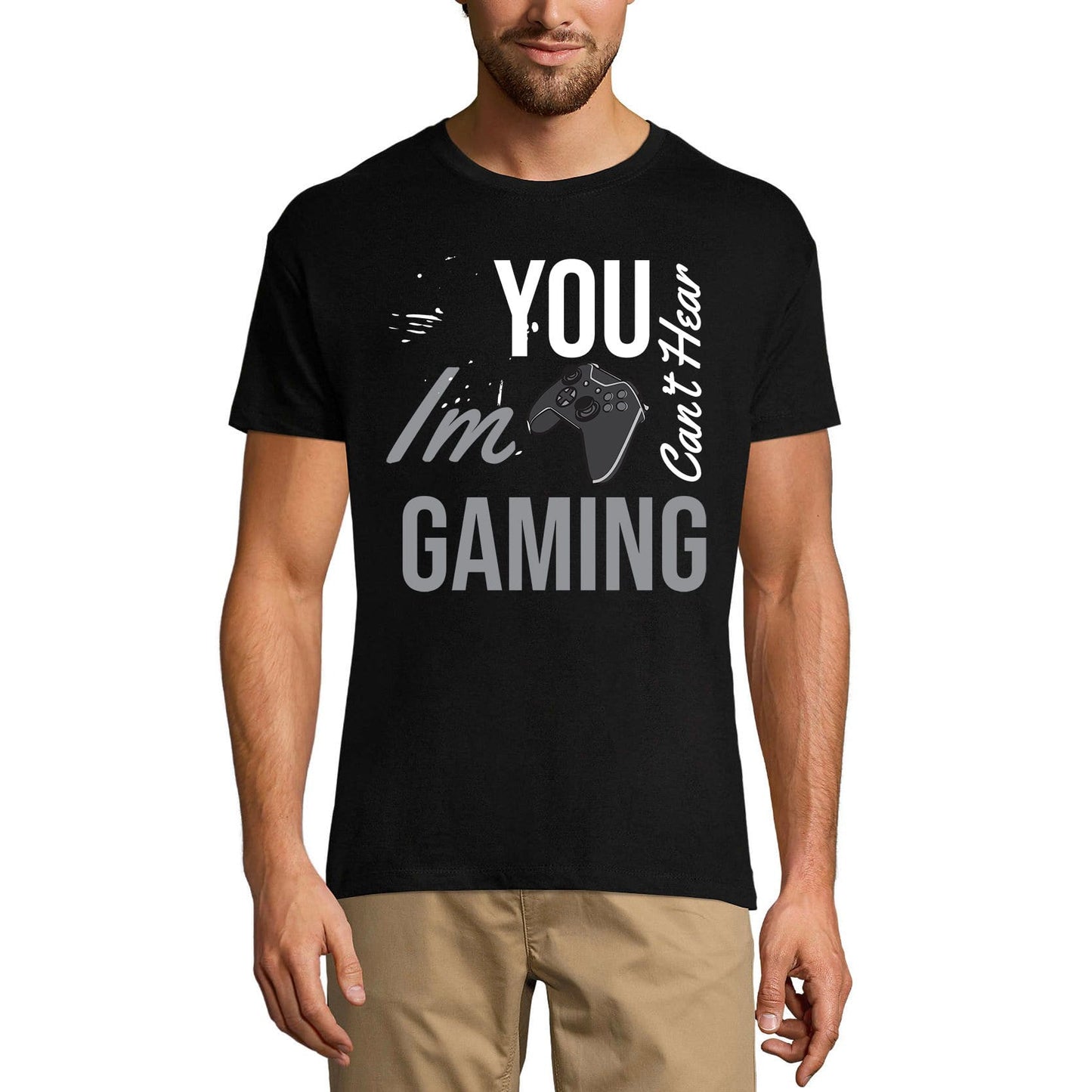 ULTRABASIC Men's Gaming T-Shirt You Can't Hear I'm Gaming - Funny Gamer Tee Shirt