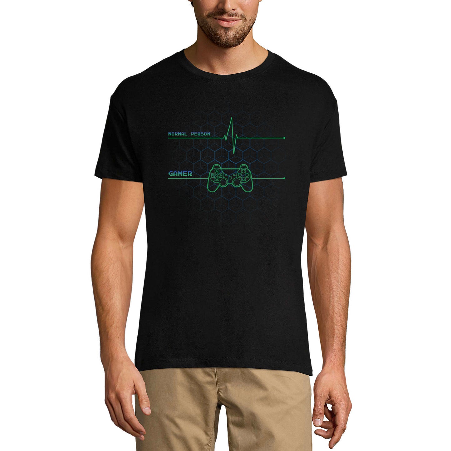 ULTRABASIC Men's T-Shirt Gamer Heartbeats - Normal Heartbeats - Gaming Apparel