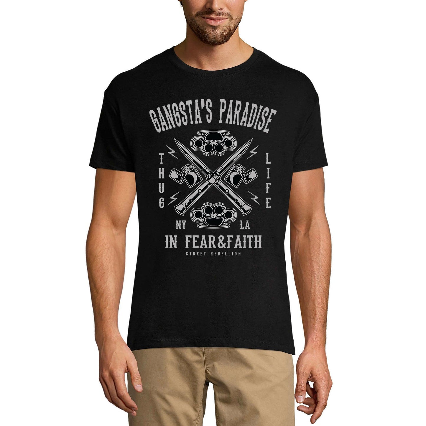 ULTRABASIC Herren T-Shirt Gangsta's Paradise in Fear and Faith – Thug Life NY LA T-Shirt
