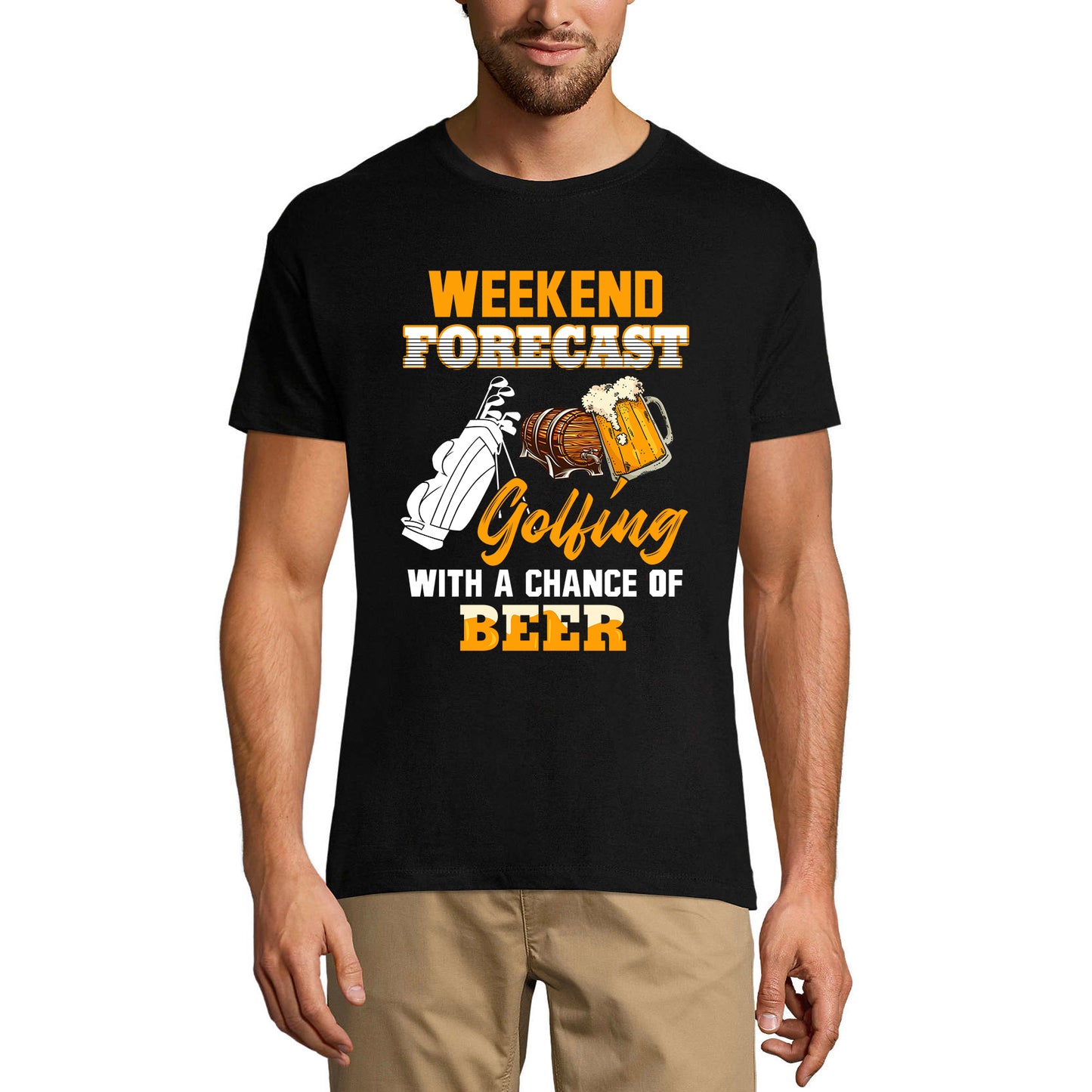 ULTRABASIC Herren T-Shirt Weekend Forecast Golfing With a Chance of Beer – Trinkliebhaber-T-Shirt