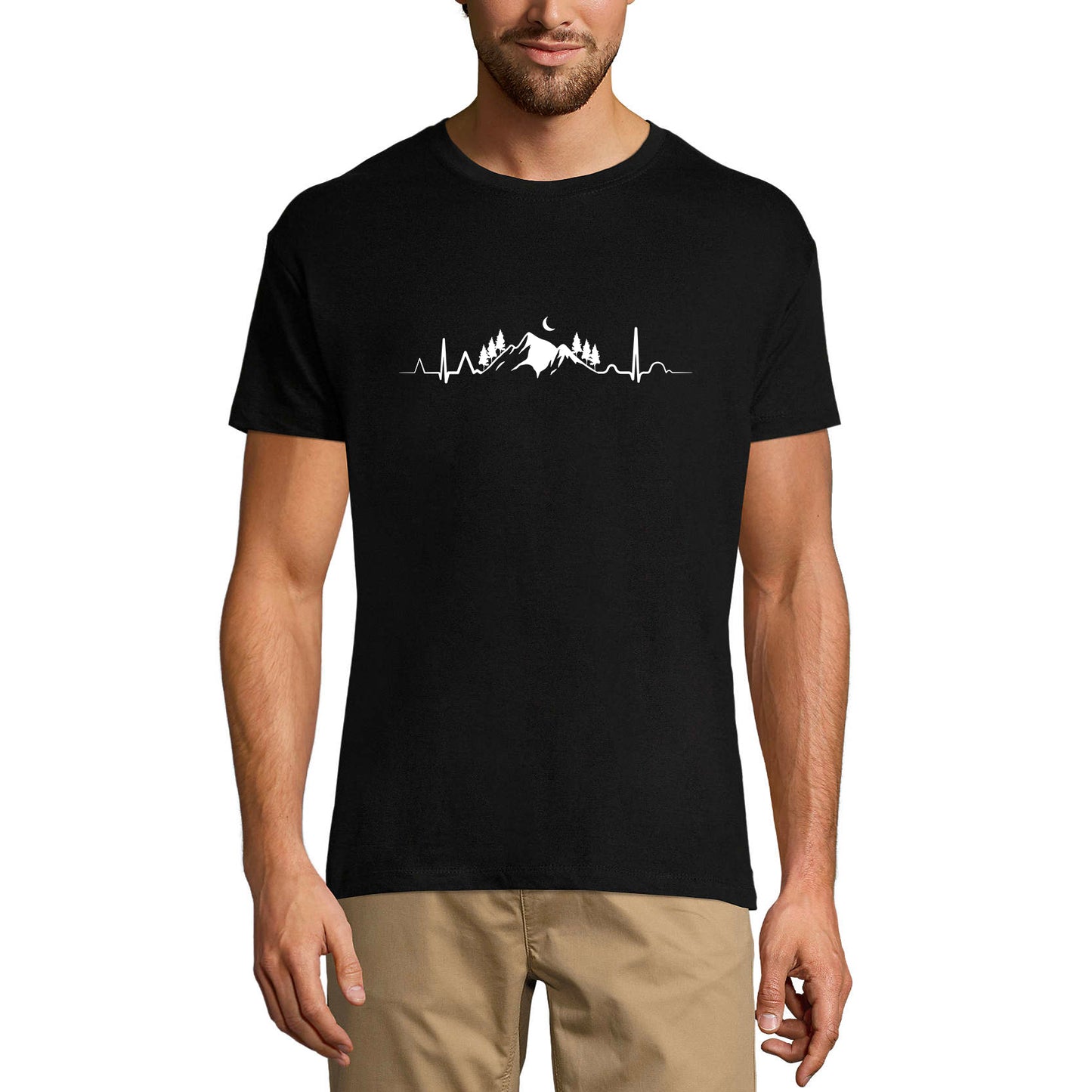 ULTRABASIC Men's T-Shirt Hiking Heart Beat - Mountain Hiker Tee Shirt