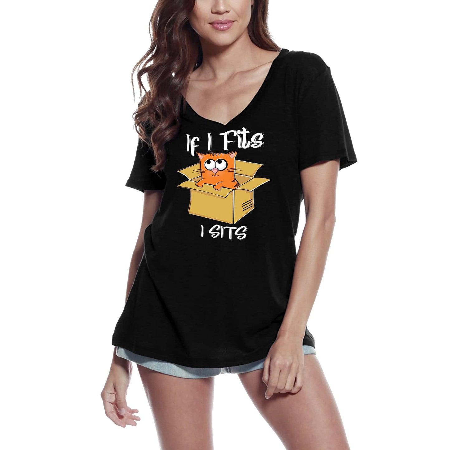 ULTRABASIC Women's T-Shirt If I Fits I Sits - Cute Short Sleeve Tee Shirt