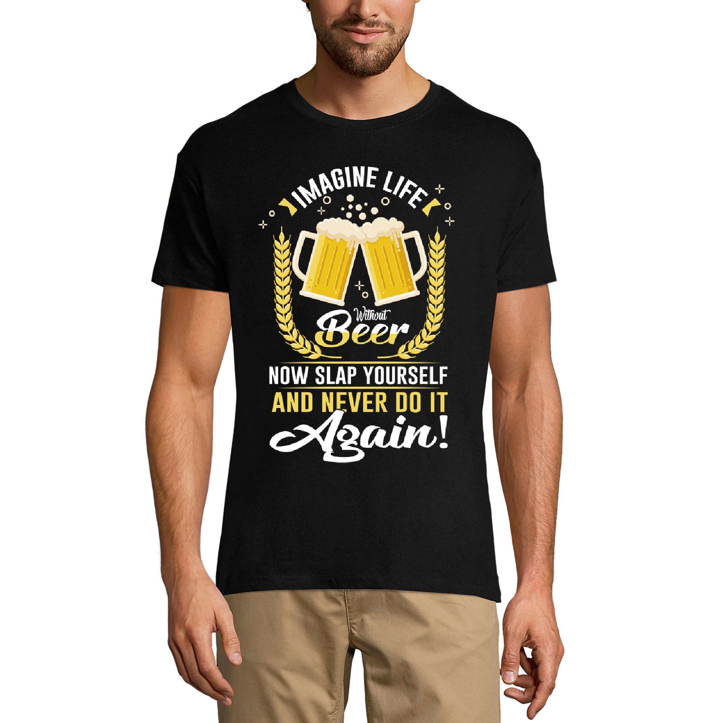 ULTRABASIC Herren T-Shirt Imagine Life Without Beer – Lustiges Slogan Spruch Humor T-Shirt