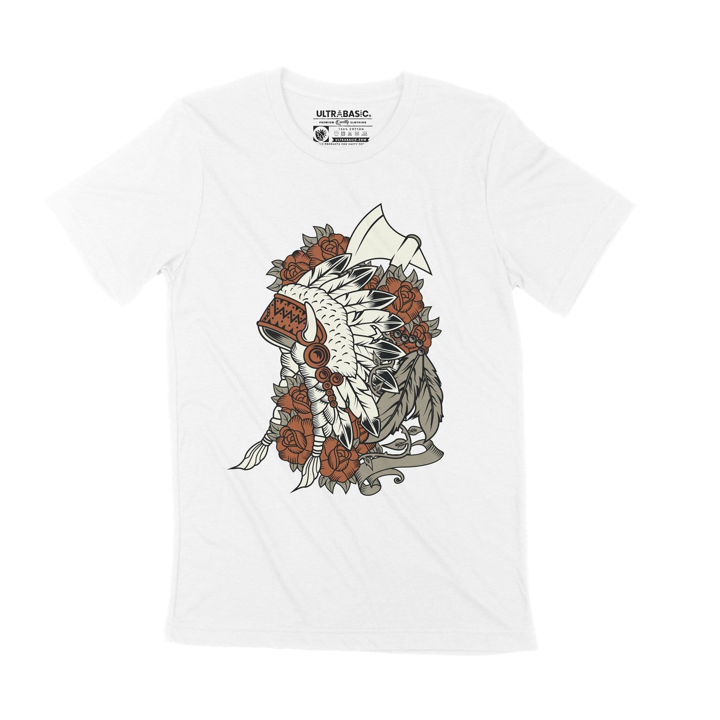 ULTRABASIC Herren Grafik-T-Shirt Indian War Bonnet – Battle Chief T-Shirt