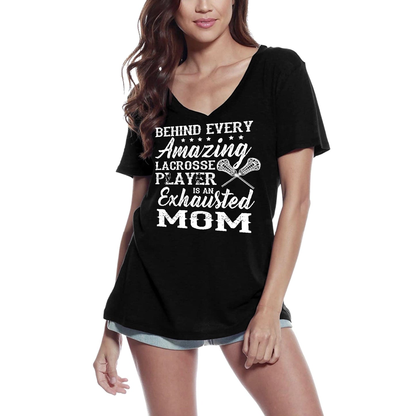 ULTRABASIC Damen-T-Shirt Hinter jedem großartigen Lacrosse-Spieler steht eine erschöpfte Mutter