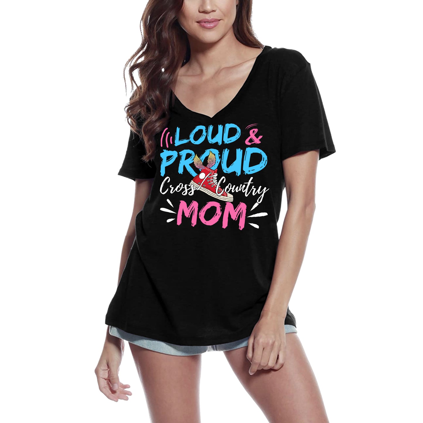 ULTRABASIC Damen T-Shirt Loud and Proud Cross Country Mom – Lauf-T-Shirt Tops