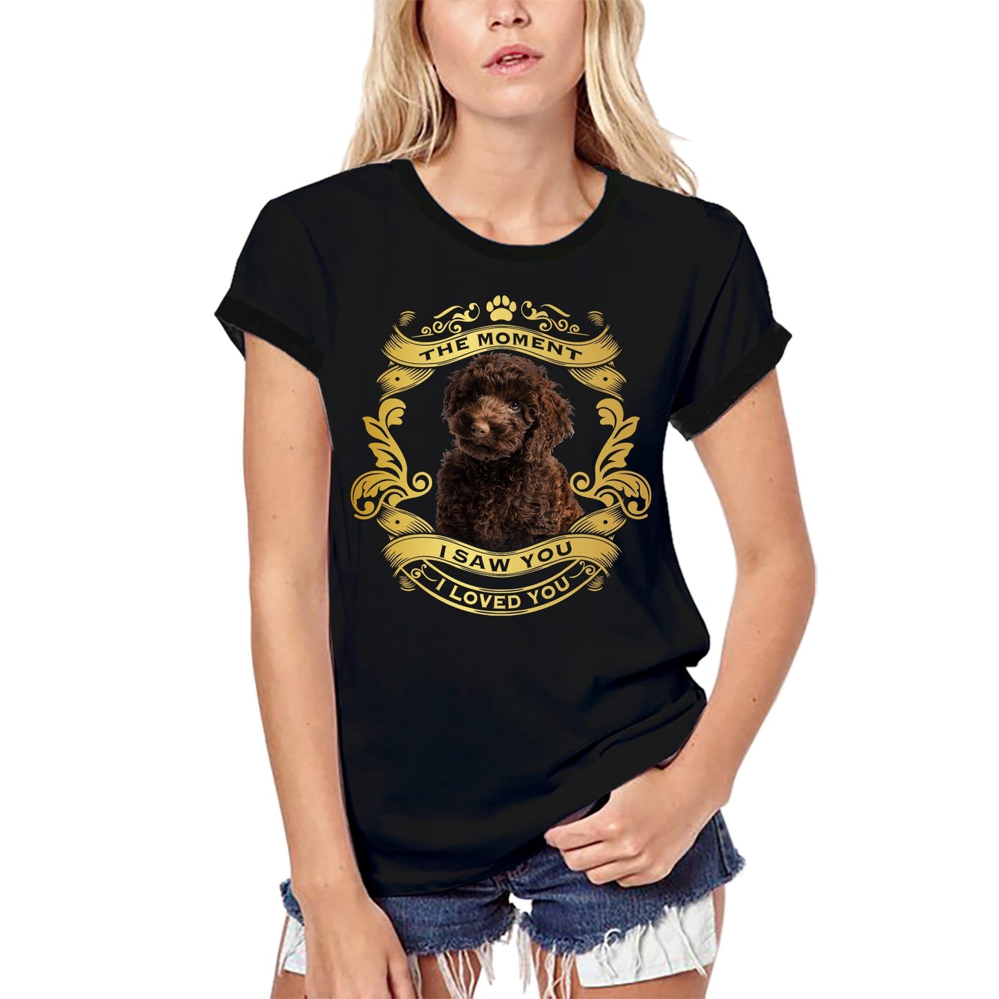 ULTRABASIC Damen Bio-T-Shirt Pudel Hund – Moment I Saw You I Loved You Welpen-T-Shirt für Damen