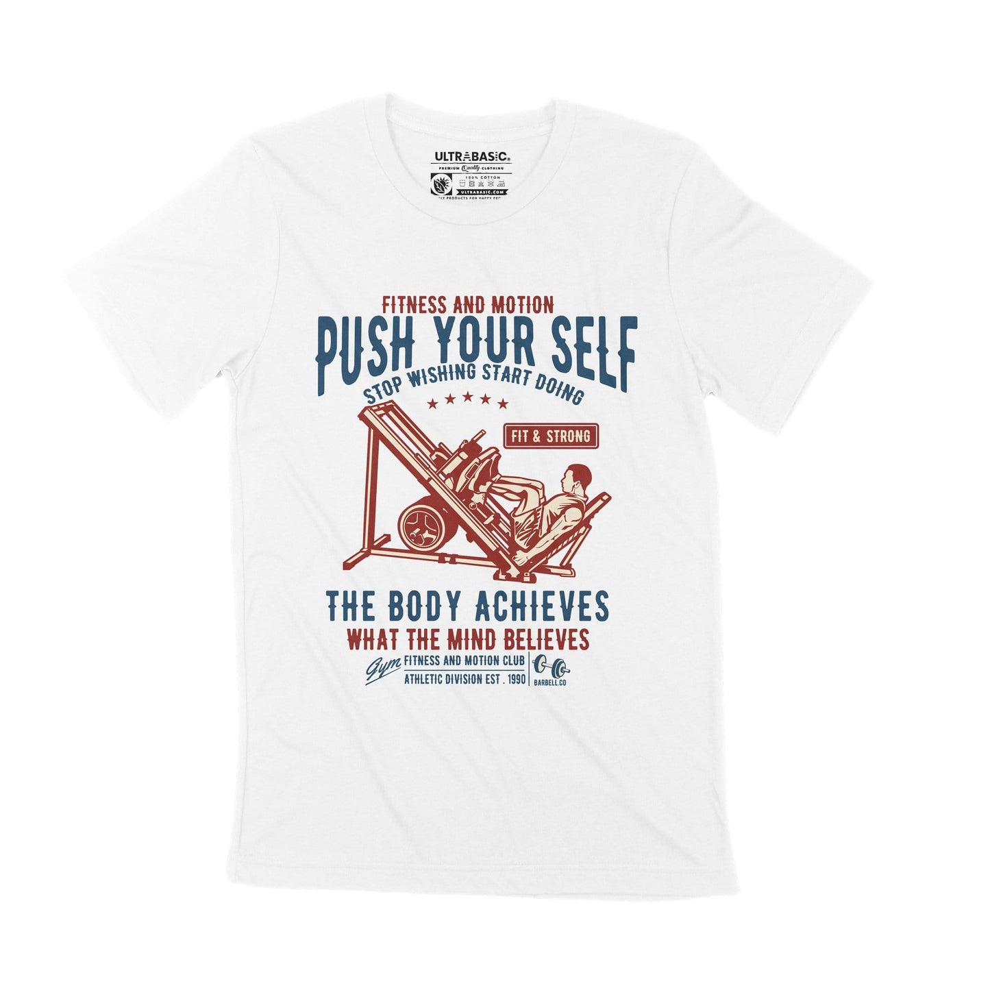 ULTRABASIC Herren-T-Shirt „Fitness and Motion Push Your Self“ – motivierendes T-Shirt für das Fitnessstudio