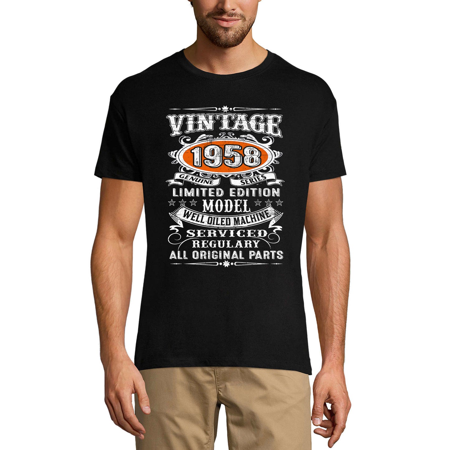 ULTRABASIC Men's T-Shirt Vintage 1958 Limited Edition Well Oiled Machine - 62nd Birthday Tee Shirt