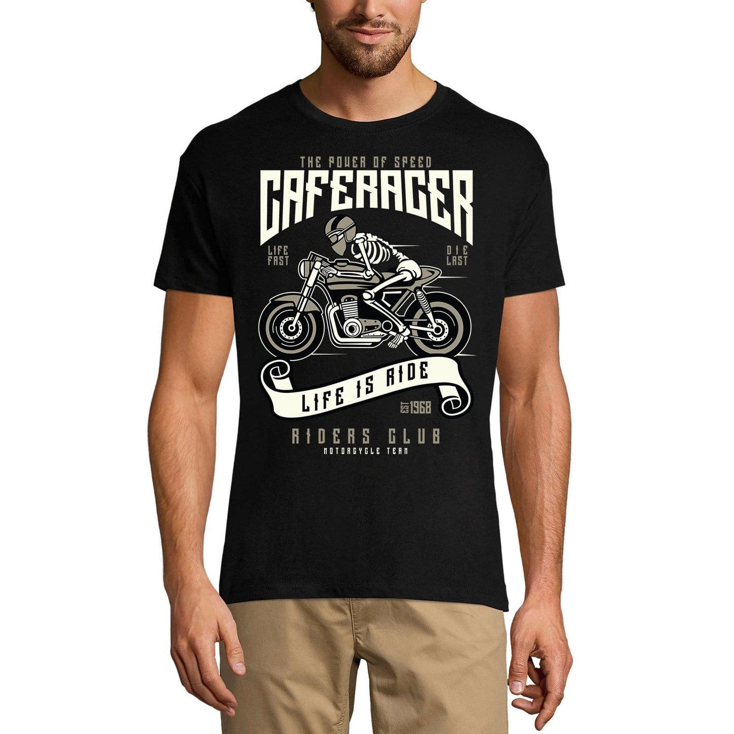 ULTRABASIC Herren T-Shirt The Power Of Speed ​​Caferacer – Life Is Ride Est 1968