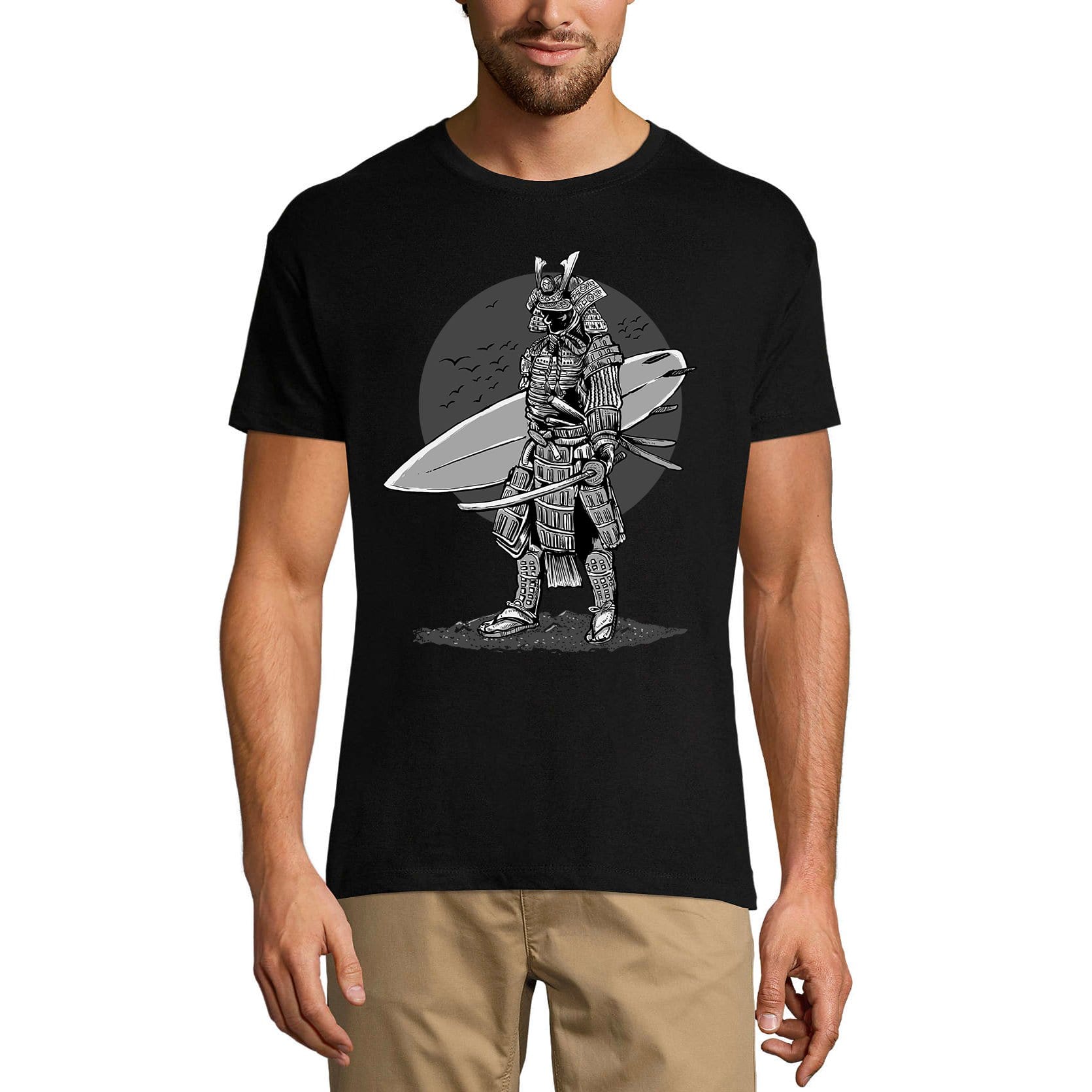 ULTRABASIC Men's Graphic T-Shirt Samurai Surfer - Funny Shirt for Surfers vintage nasa shirt for men daft punk greatful dead merchandise cosmonaut shirt alien space t shirt science nerd graphic tees design party trippy weed good vibes vision logo houston elien camisetas samurai streetwear billionare club rave psychadelic