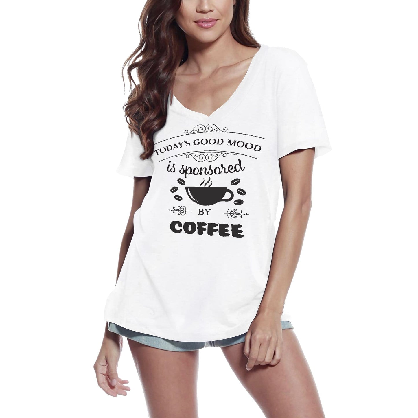 ULTRABASIC Women's T-Shirt Today's Good Mood is Sponsored by Coffee - Short Sleeve Tee Shirt Tops