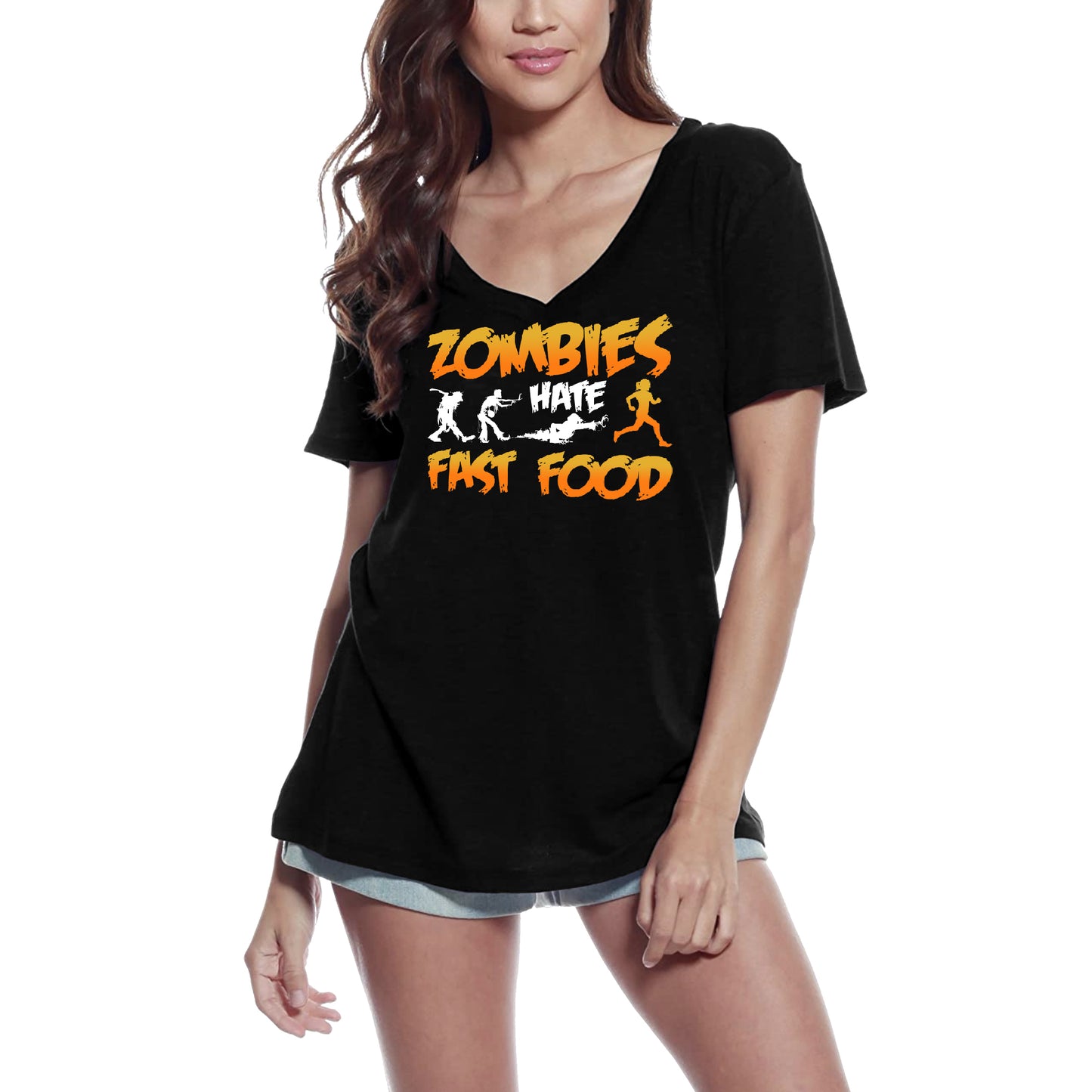 ULTRABASIC Damen T-Shirt Zombies hasst Fast Food – lustiges Vintage-T-Shirt