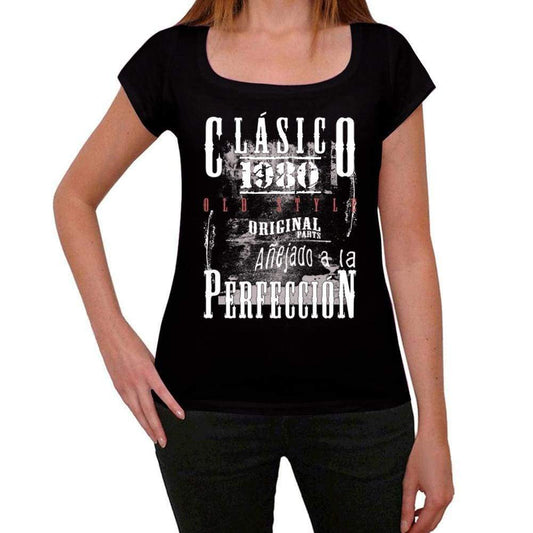 Aged To Perfection, Spanish, 1980, Black, Women's Short Sleeve Round Neck T-shirt, gift t-shirt 00358 - Ultrabasic