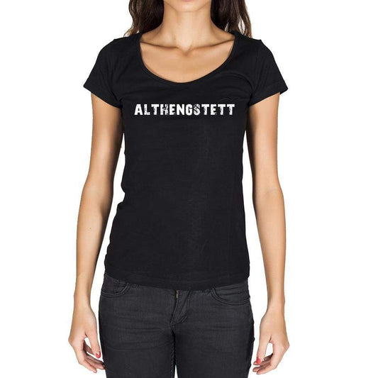 Althengstett German Cities Black Womens Short Sleeve Round Neck T-Shirt 00002 - Casual