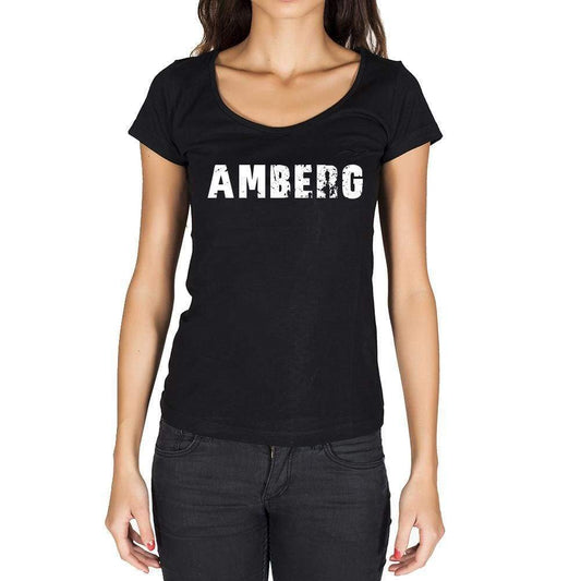 Amberg German Cities Black Womens Short Sleeve Round Neck T-Shirt 00002 - Casual