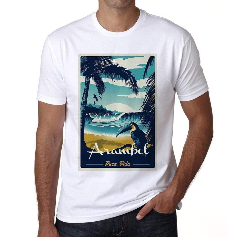 Arambol Pura Vida Beach Name White Mens Short Sleeve Round Neck T-Shirt 00292 - White / S - Casual