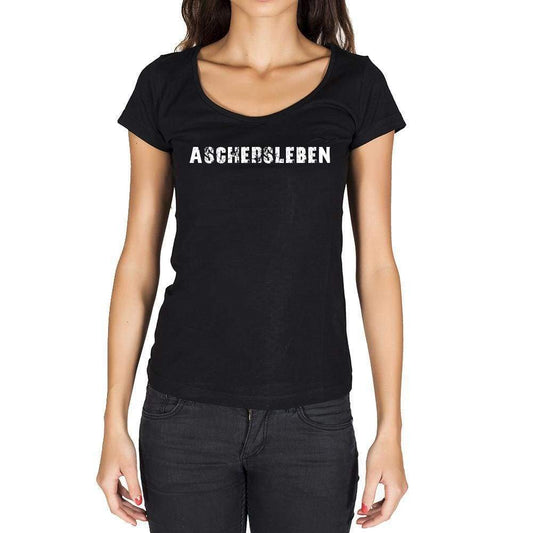 Aschersleben German Cities Black Womens Short Sleeve Round Neck T-Shirt 00002 - Casual