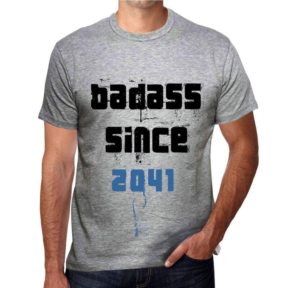 Badass Since 2041 Mens T-Shirt Grey Birthday Gift 00430 - Grey / S - Casual