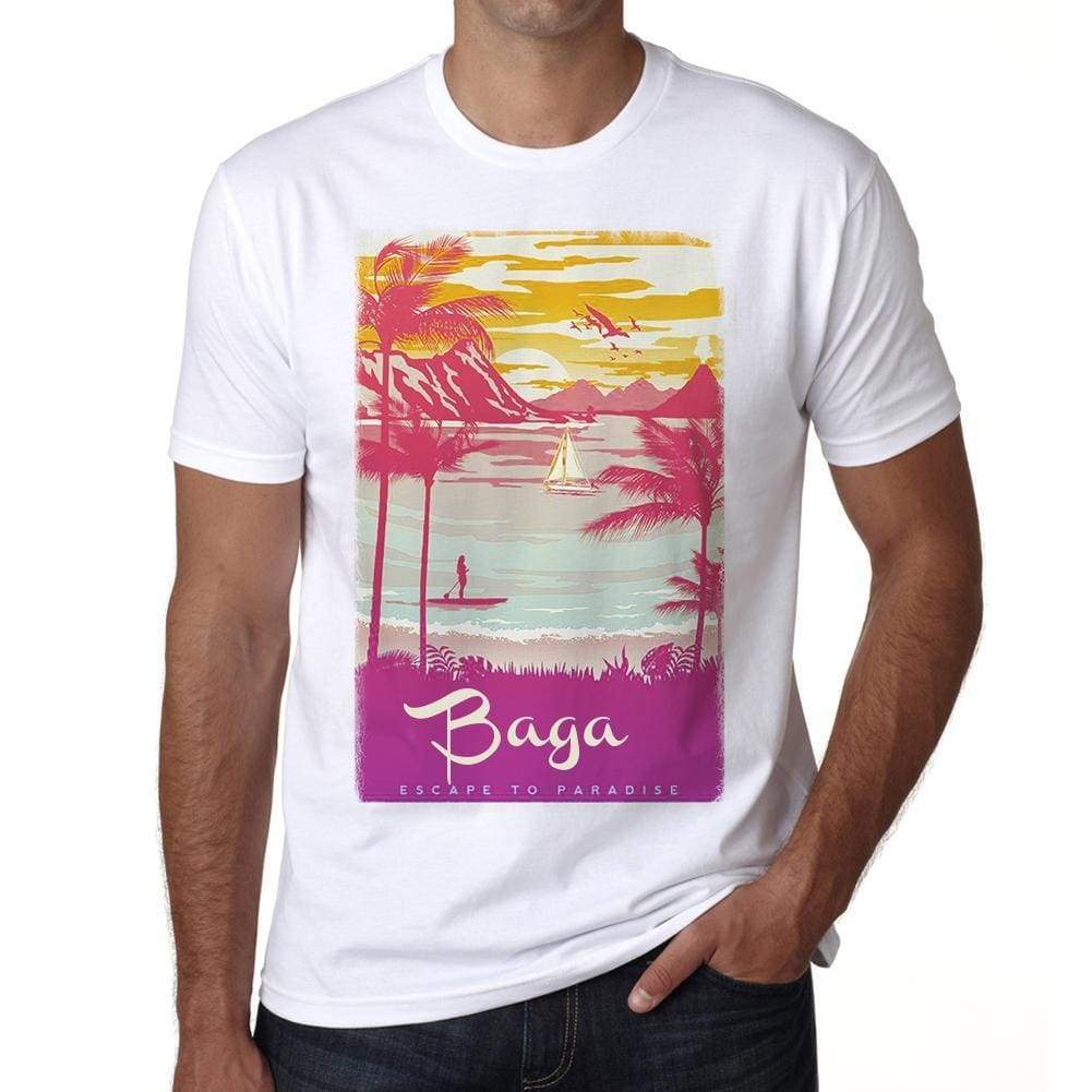 Baga Escape To Paradise White Mens Short Sleeve Round Neck T-Shirt 00281 - White / S - Casual