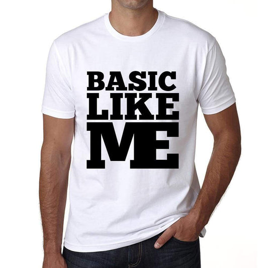 Basic Like Me White Mens Short Sleeve Round Neck T-Shirt 00051 - White / S - Casual