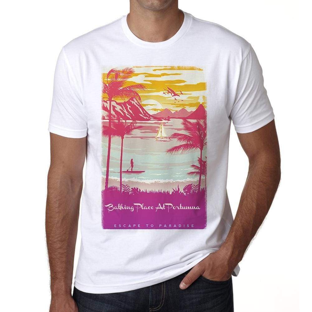 Bathing Place At Portumna Escape To Paradise White Mens Short Sleeve Round Neck T-Shirt 00281 - White / S - Casual