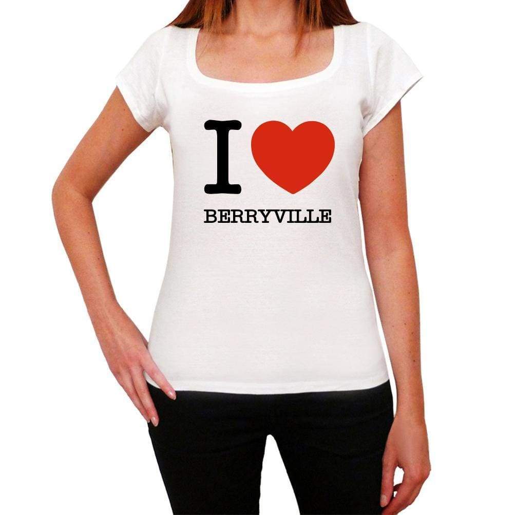 Berryville I Love Citys White Womens Short Sleeve Round Neck T-Shirt 00012 - White / Xs - Casual