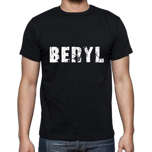 Beryl Mens Short Sleeve Round Neck T-Shirt 5 Letters Black Word 00006 - Casual