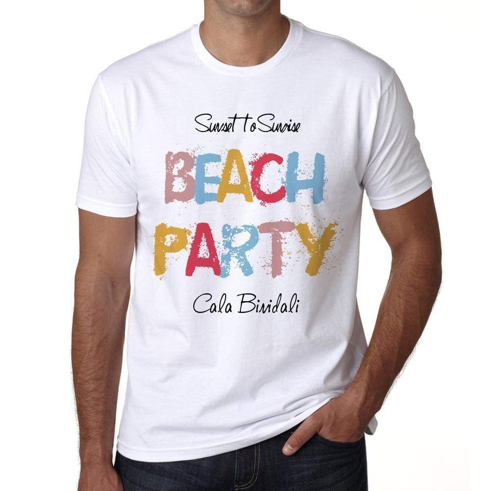 Cala Binidali Beach Party White Mens Short Sleeve Round Neck T-Shirt 00279 - White / S - Casual