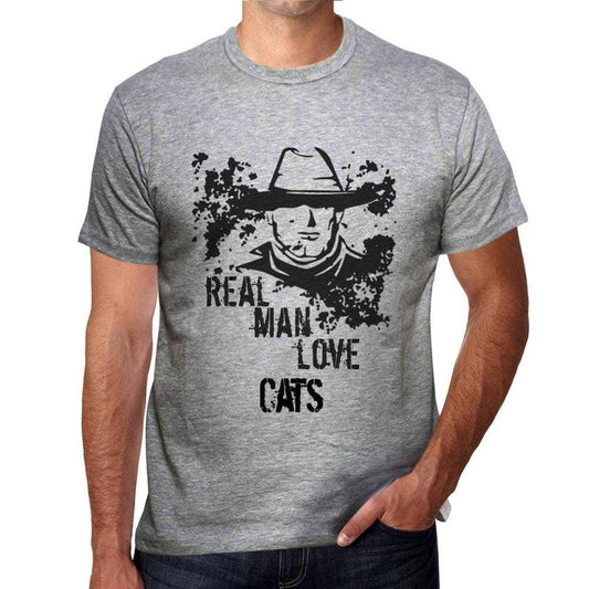 Cats Real Men Love Cats Mens T Shirt Grey Birthday Gift 00540 - Grey / S - Casual