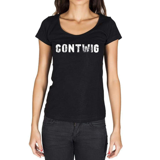 Contwig German Cities Black Womens Short Sleeve Round Neck T-Shirt 00002 - Casual