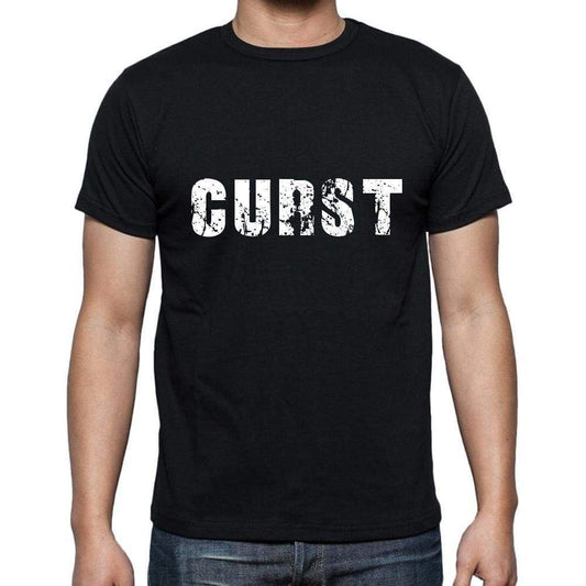 Curst Mens Short Sleeve Round Neck T-Shirt 5 Letters Black Word 00006 - Casual