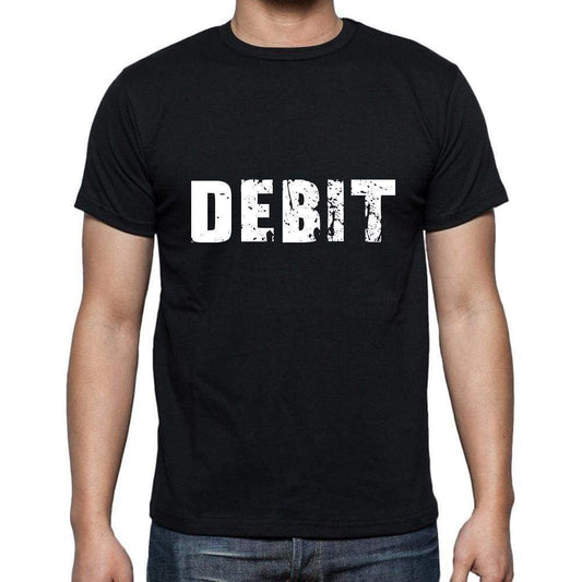 Debit Mens Short Sleeve Round Neck T-Shirt 5 Letters Black Word 00006 - Casual